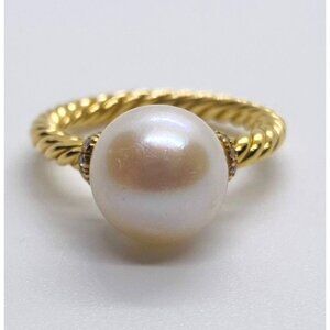 David Yurman 18K Diamond Pearl Ring Size 4.75